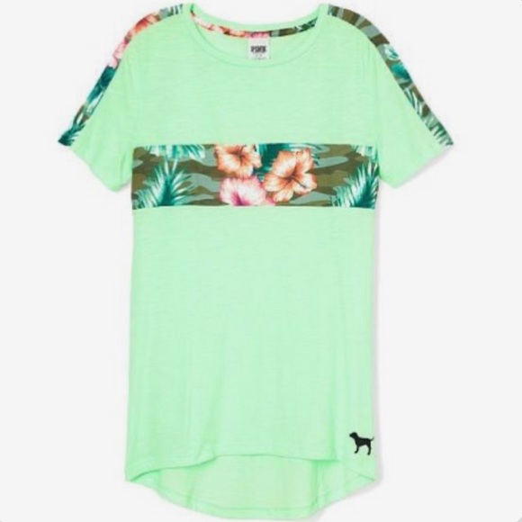 Victoria’s Secret Pink Hi Low Hawaiian Print Tee - Picture 1 of 2